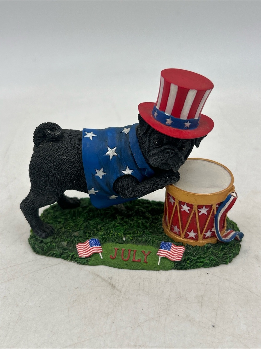 Danbury Mint Pug Perpetual Calendar Figurine of the Month Figure July Uncle Sam